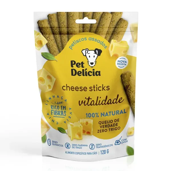 Petisco Pet Delícia Cheese Sticks Vegetariano 120 g